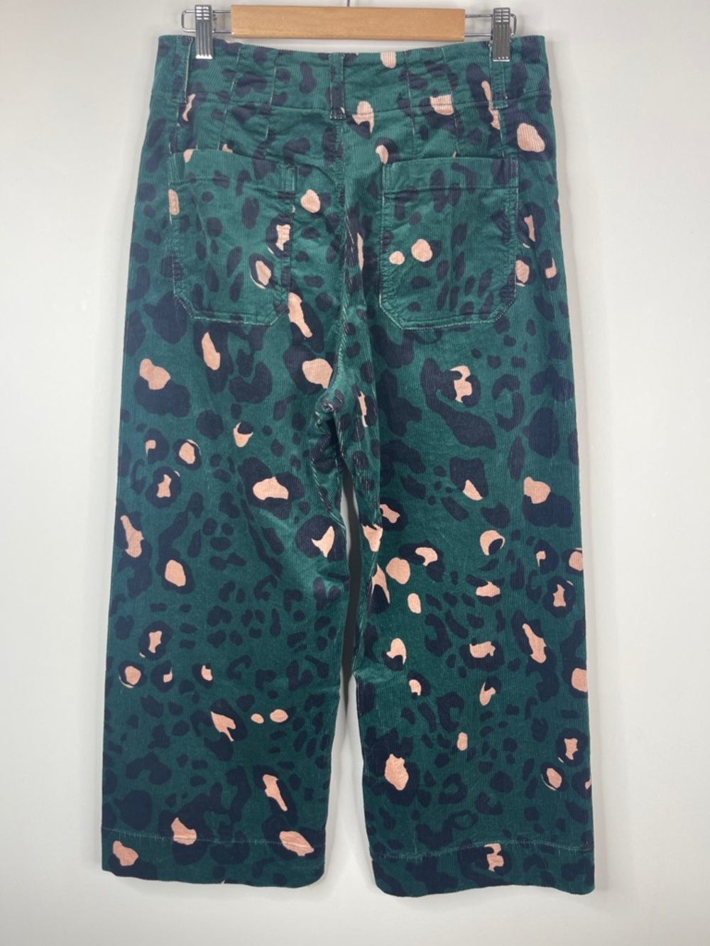Anthropologie Maeve The Colette Green Leopard Corduroy Pants Size 30 - Picture 4 of 7